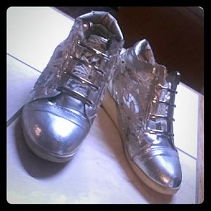 Silver lace sneakers